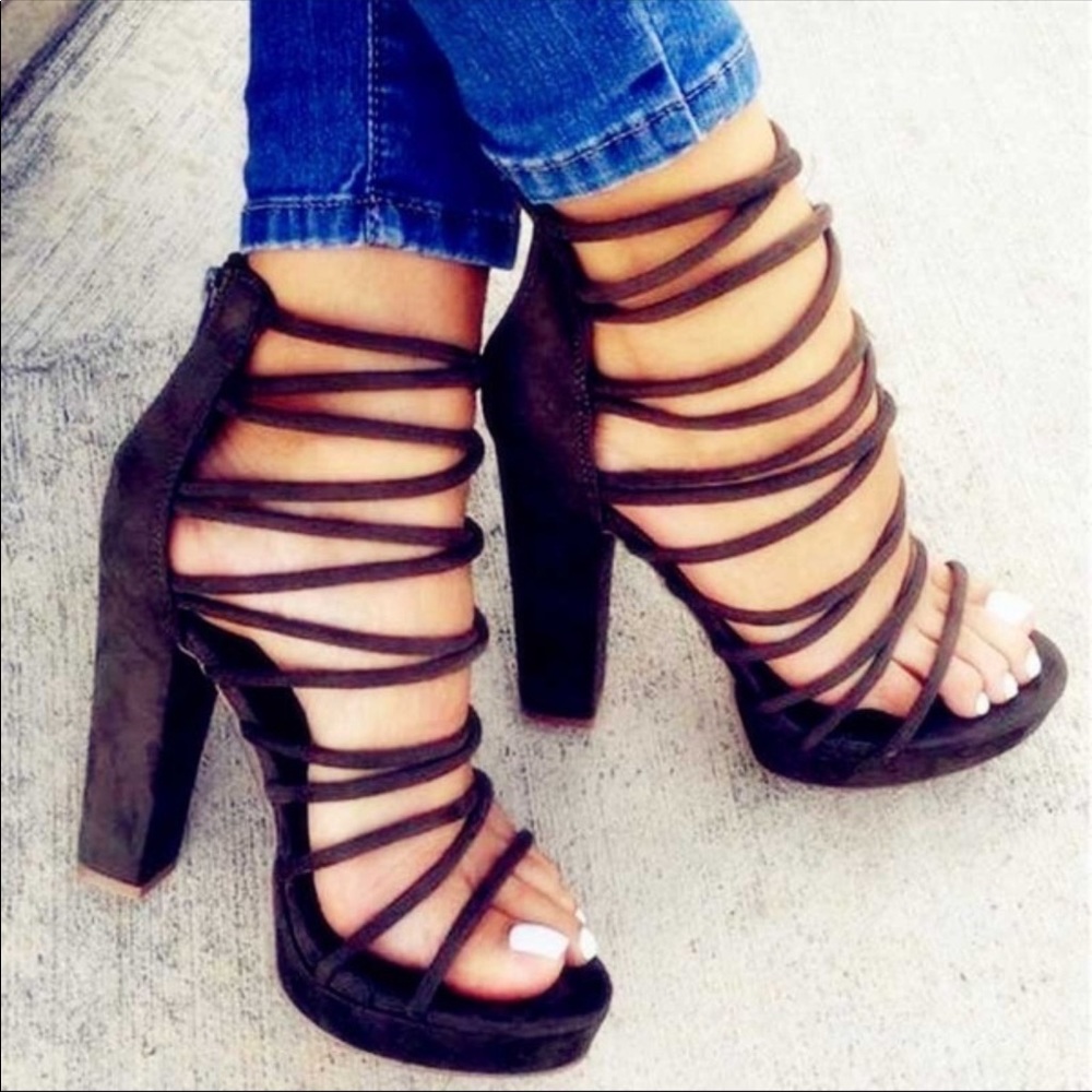 Strappy high heels